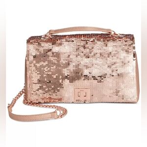 I.N.C. International Concepts Ajae Soft Sequin Top Handle Bag Rose Gold New